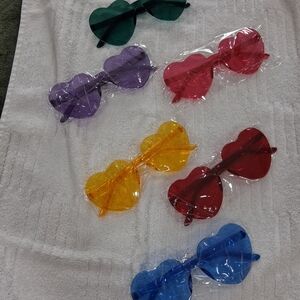 Heart-Shaped Colored Sunglasses - Assorted Colors